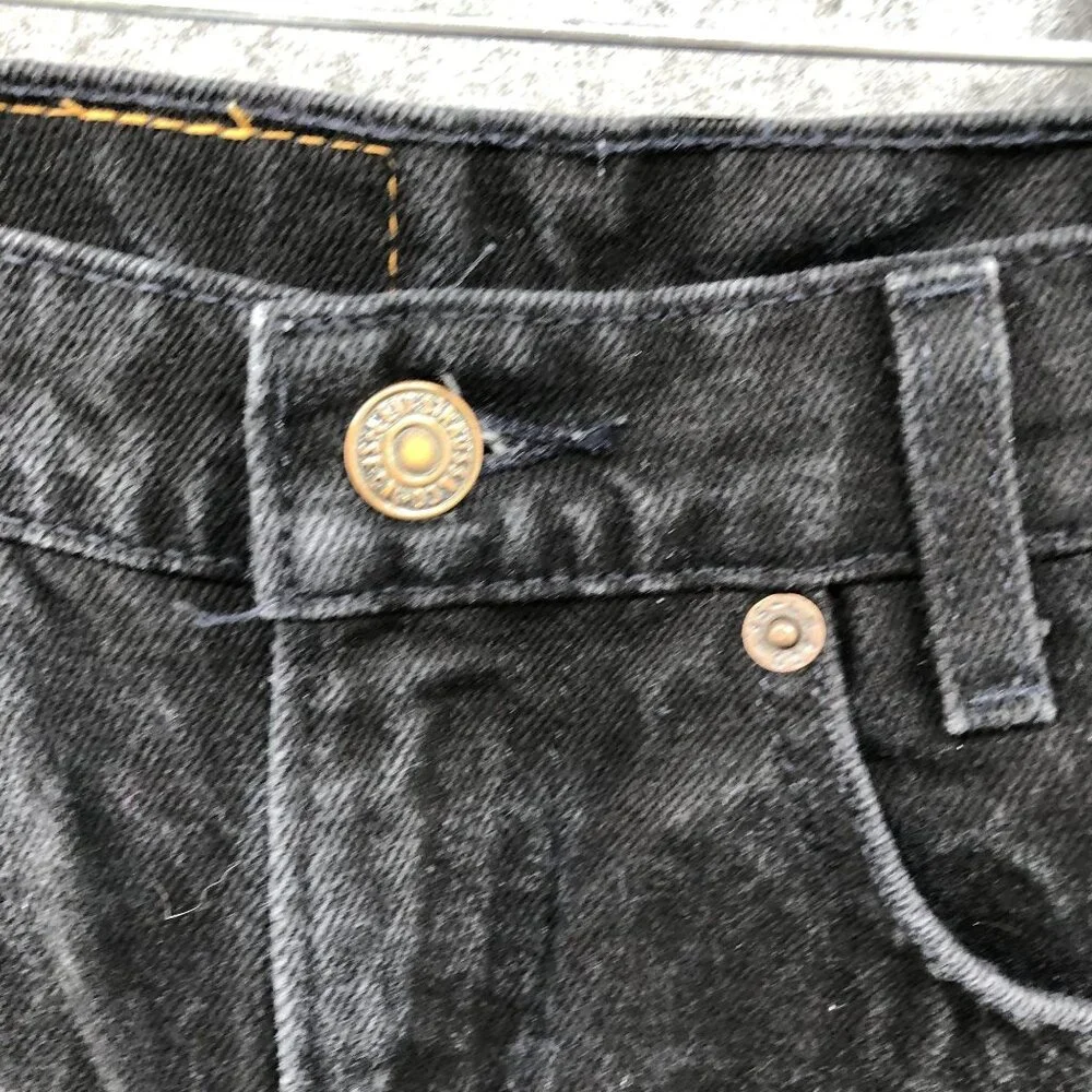 Vintage‎ Levi's Youth Kids Size 8 Slim Black Jeans Straight Stone Wash Rigid